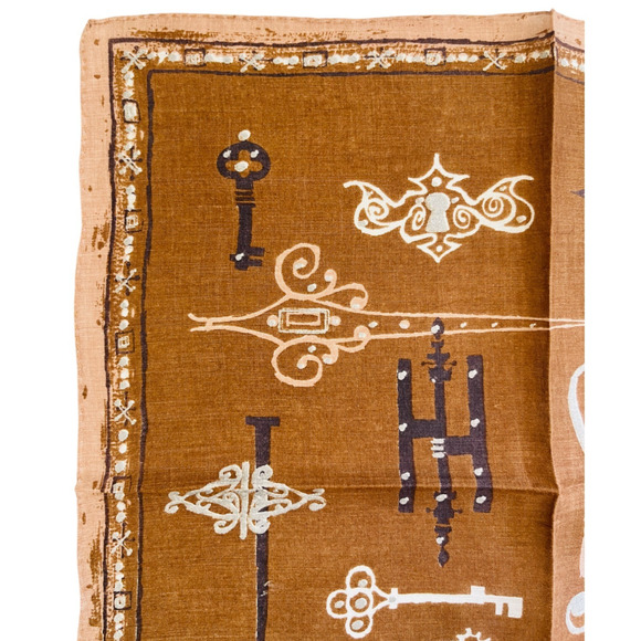 Jeanne Miller Handkerchief Vintage Skeleton Keys Lock Doorknob Hinges Victorian - Picture 2 of 8